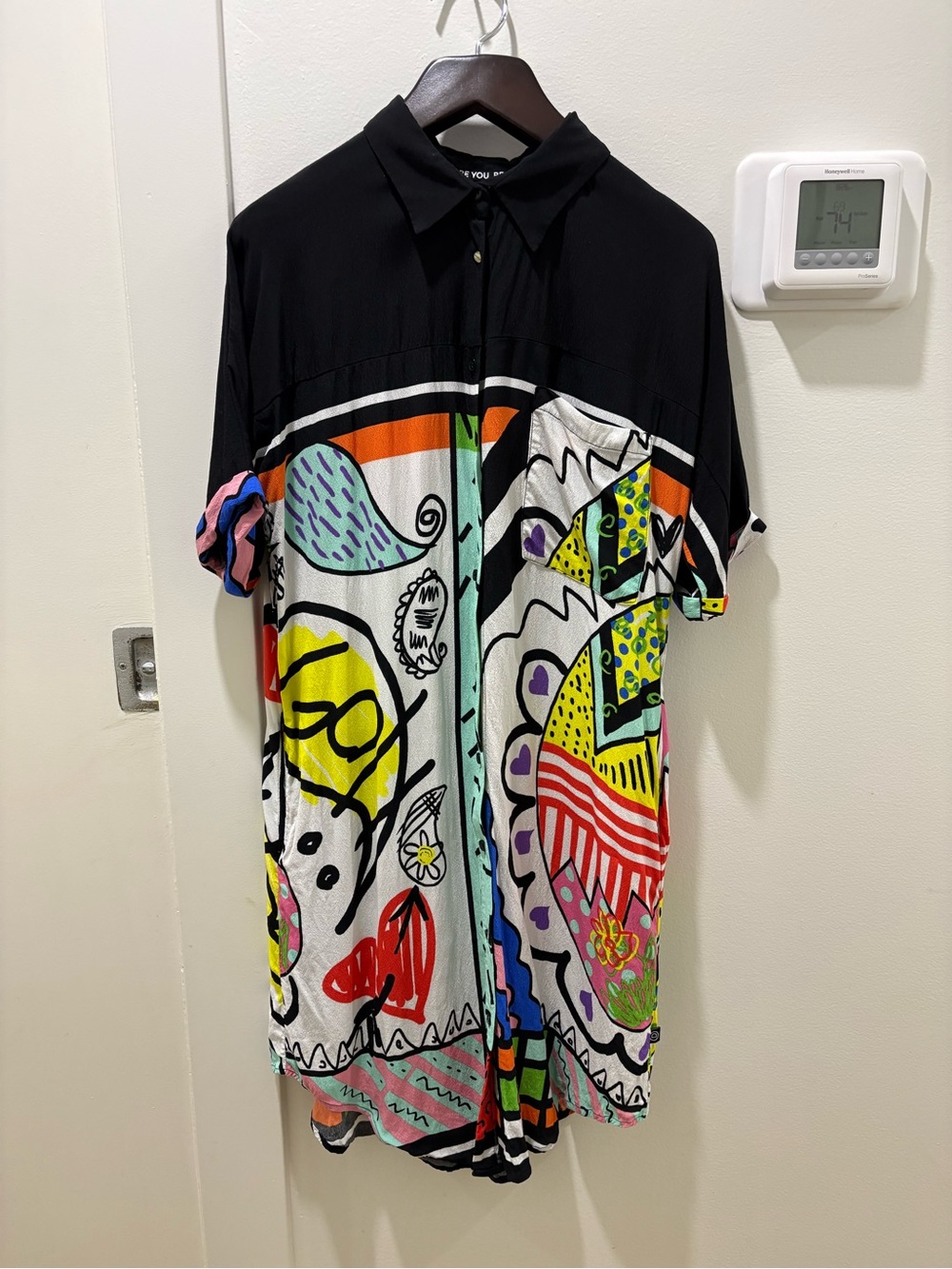 SOLD 🌟 DESIGUAL | Multicolor Graphic Button-Up Shirt Dress - Picture 3 of 10